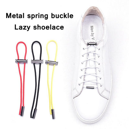 1Pair Elastic Buckle Shoelaces No Tie Shoelaces Metal Lock Button Shoelace Kids Adult Quick Lazy Sneakers Shoes Lace Shoestrings
