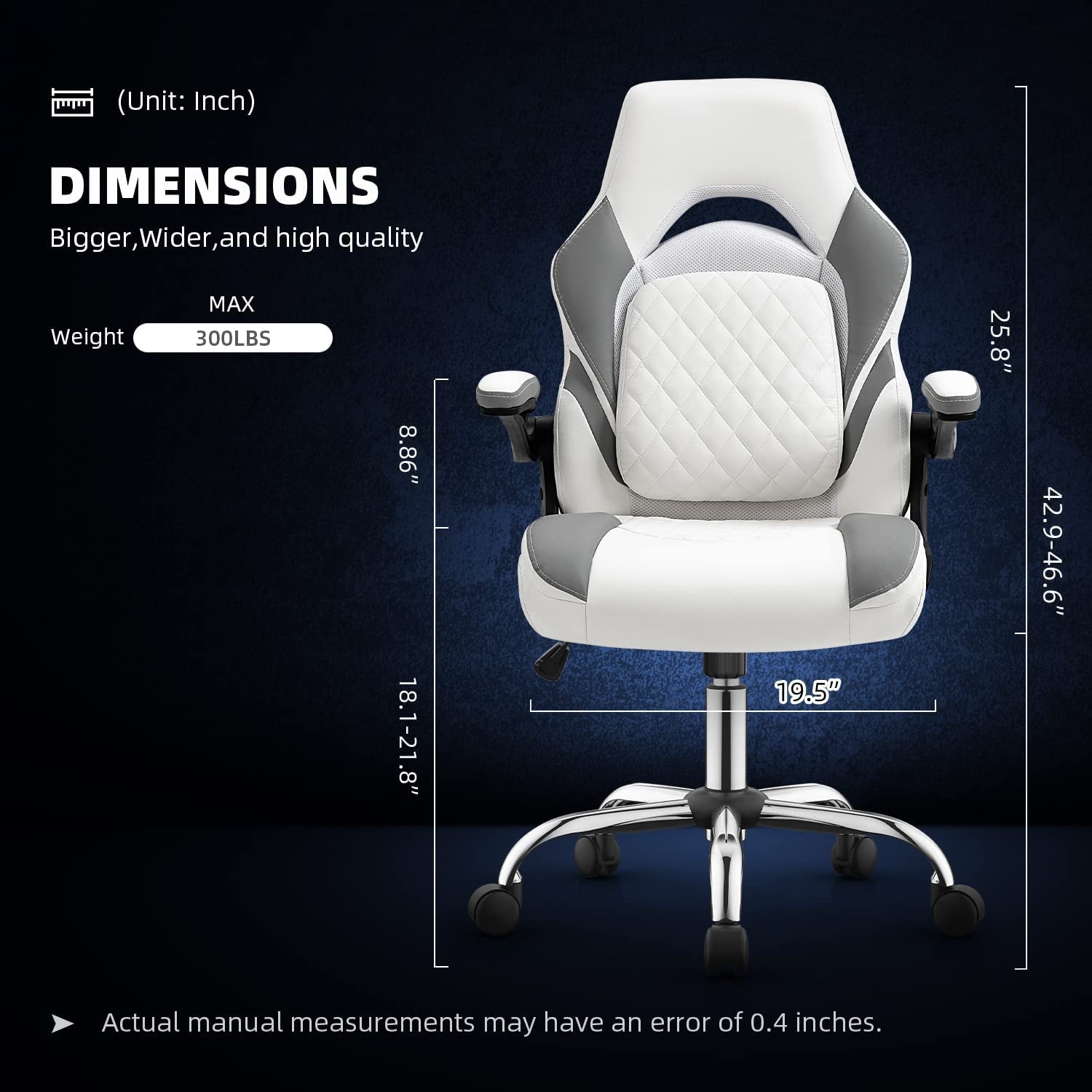 Gaming Chair Ergonomic Office Chair PC Desk Chair with Lumbar Support Flip up Arms Racing Style PU Leather Executive Computer Chair for Adults,Grey